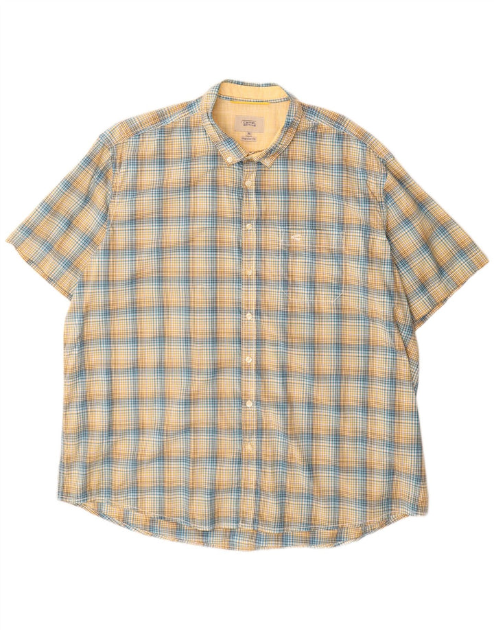 Camel Active Mens Regular Fit Short Sleeve Shirt 2XL Yellow Check Cotton