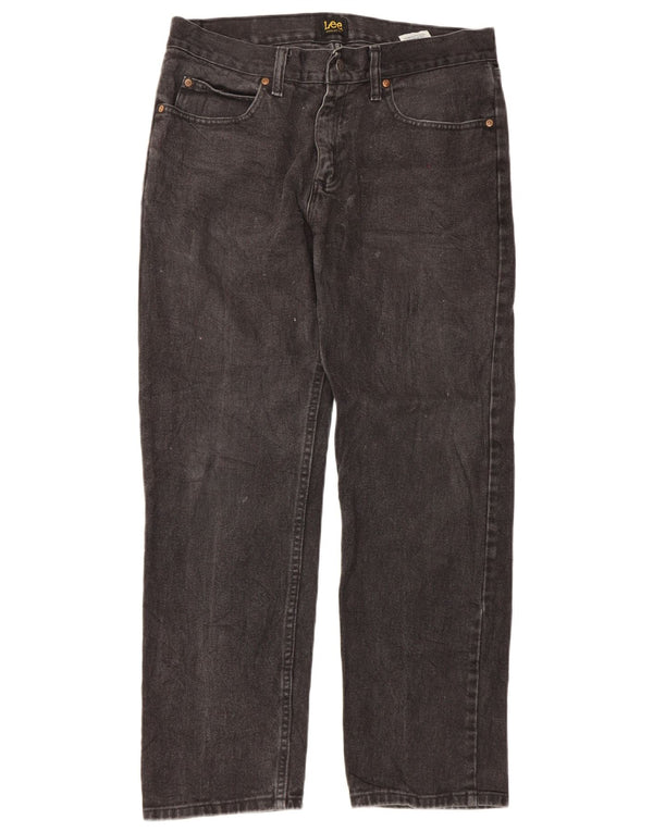 Lee Mens Regular Fit Straight Jeans W33 L30 Black Cotton