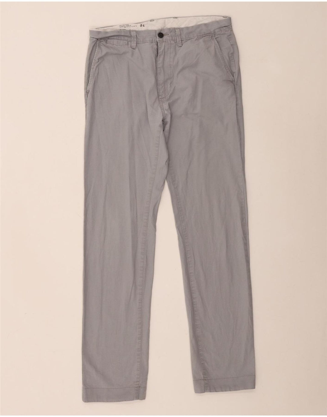 Marks & Spencer Mens Straight Chino Trousers W32 L33 Grey Cotton