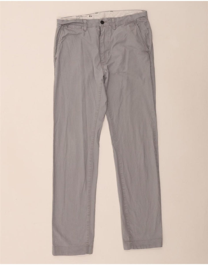 Marks & Spencer Mens Straight Chino Trousers W32 L33 Grey Cotton