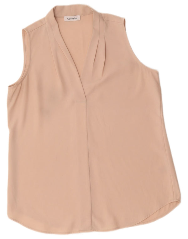 Calvin Klein Womens Sleeveless Blouse Top UK 14 Large Pink Polyester
