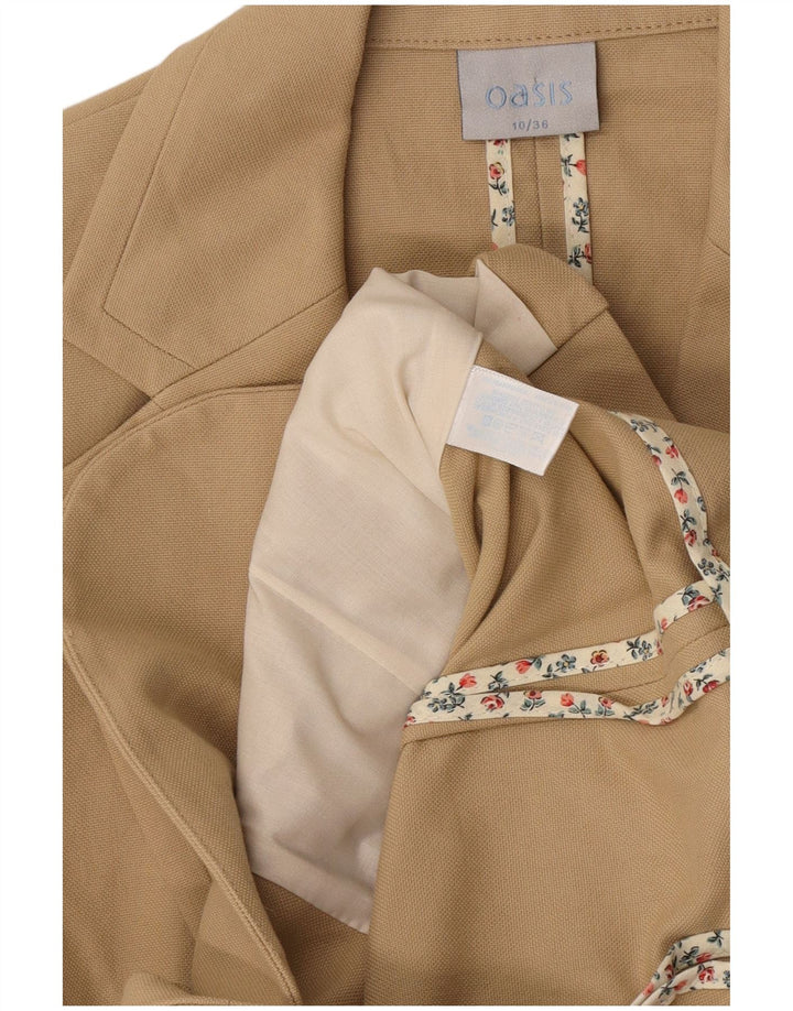 Oasis Womens 1 Button Blazer Jacket UK 10 Small Beige Cotton