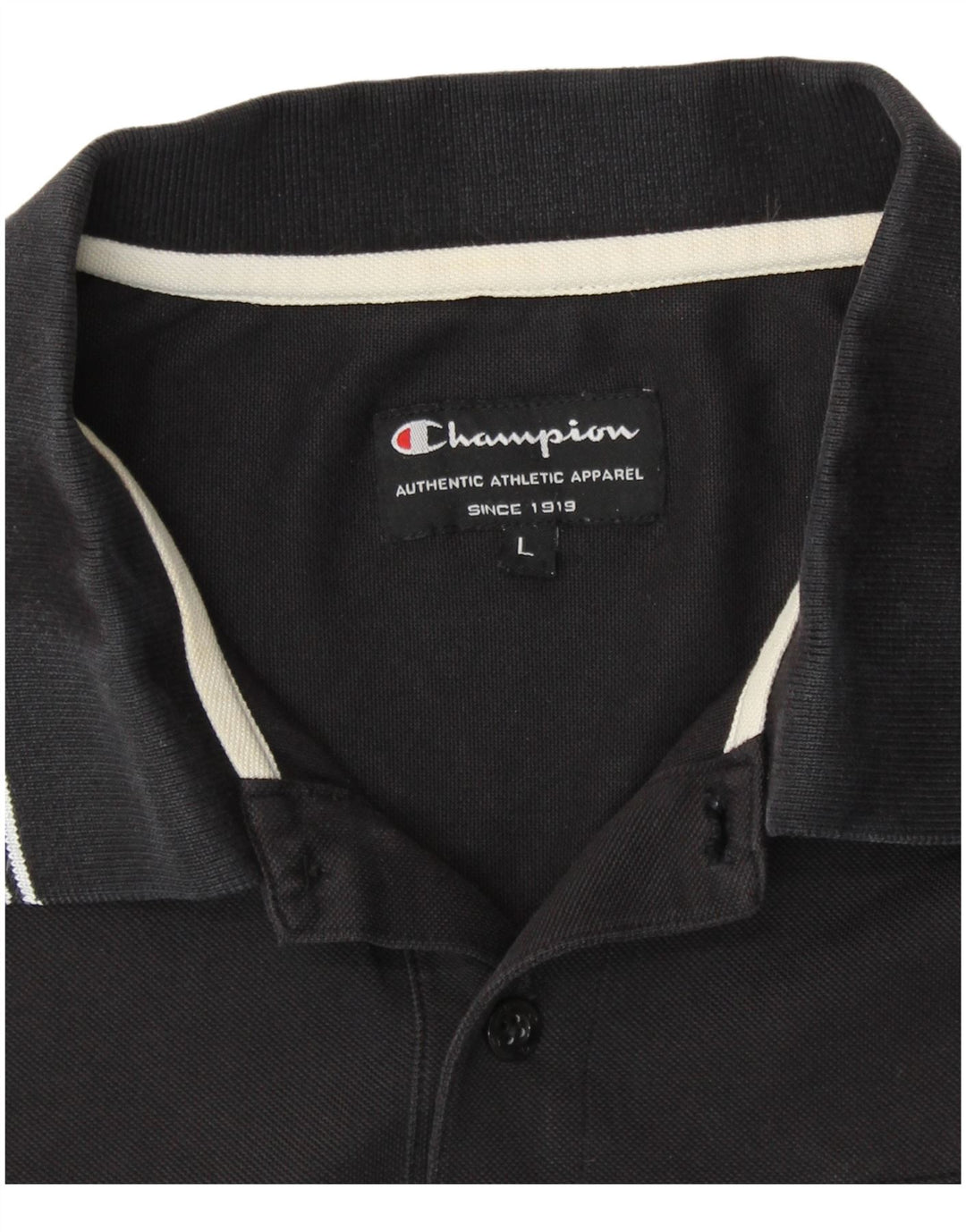 CHAMPION Mens Polo Shirt Large Black Cotton