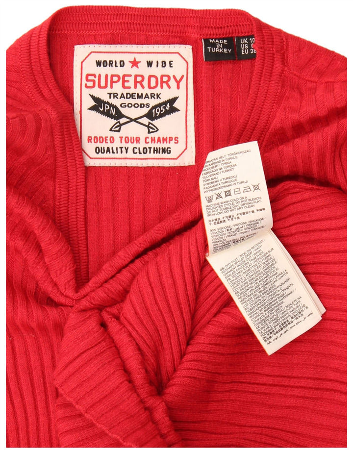 Superdry Womens Maxi Jumper Dress UK 10 Small  Red Viscose
