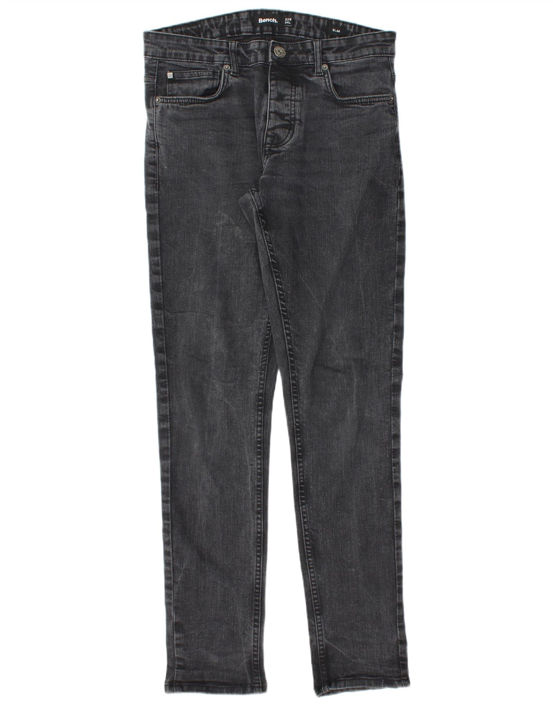 Bench Mens Slim Jeans W32 L32 Black Cotton