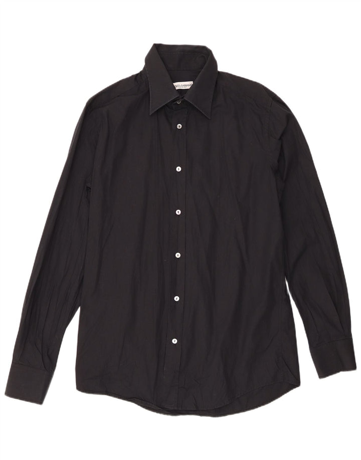 Dolce & Gabbana Mens Shirt Size 43 Large Black Cotton