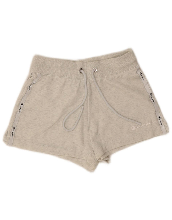 Champion Womens Graphic Sport Shorts UK 4 XS  Grey Flecked Cotton
