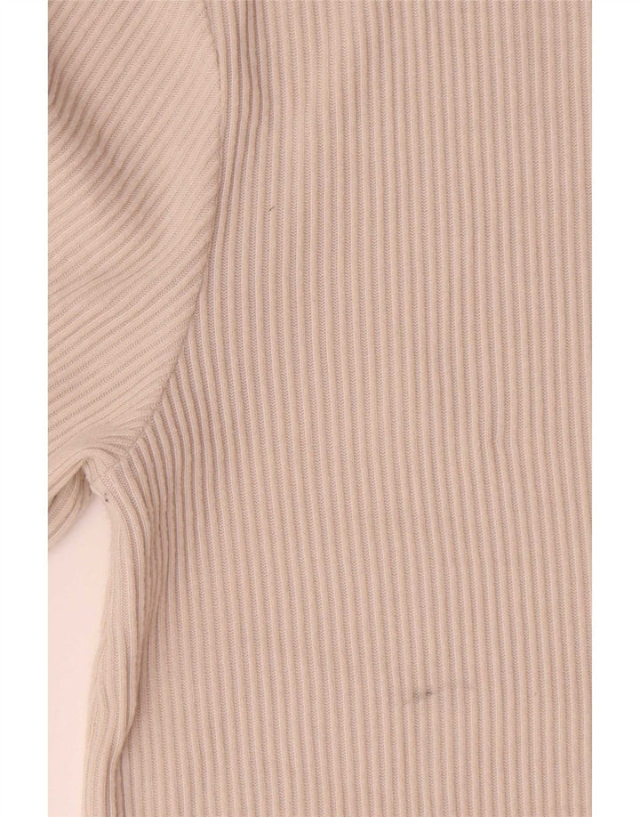 Zara Mens Top Long Sleeve Large Beige Polyester