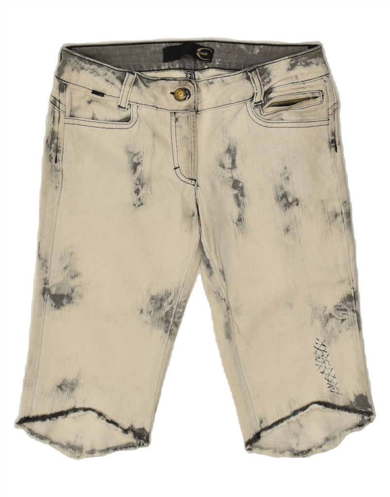 JUST CAVALLI Womens Denim Bermuda Shorts W26 Small Grey Tie Dye Cotton | Vintage Just Cavalli | Thrift | Second-Hand Just Cavalli | Used Clothing | Messina Hembry 