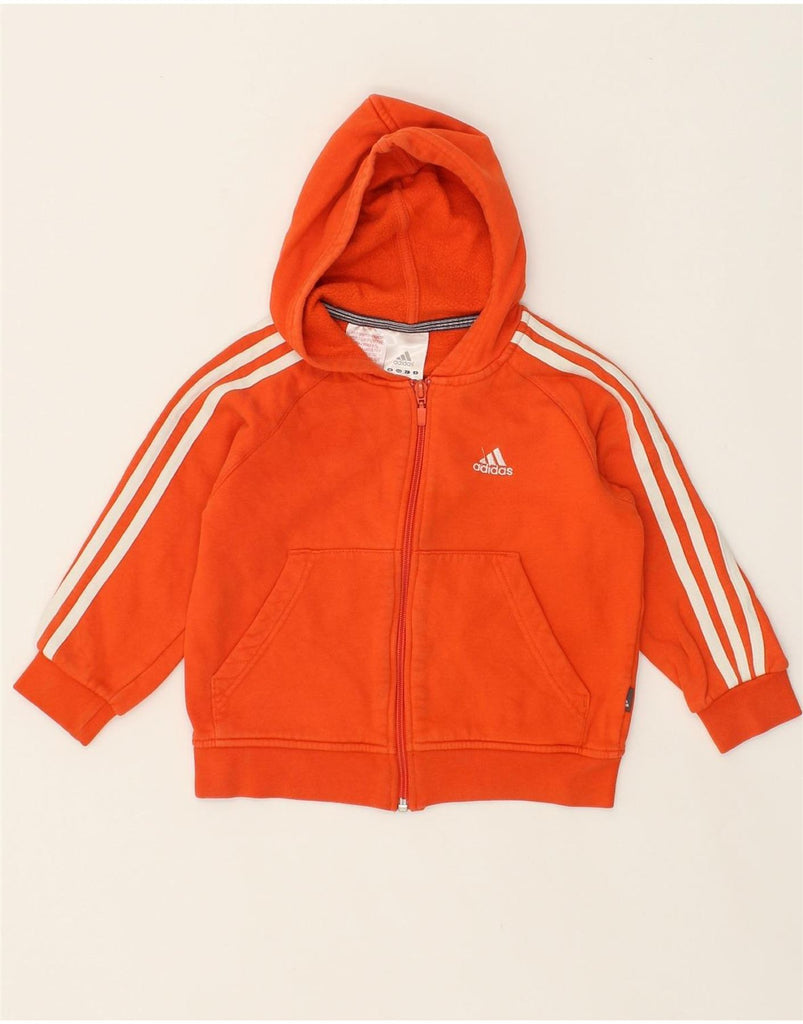 ADIDAS Girls Zip Hoodie Sweater 4-5 Years Orange Cotton | Vintage Adidas | Thrift | Second-Hand Adidas | Used Clothing | Messina Hembry 