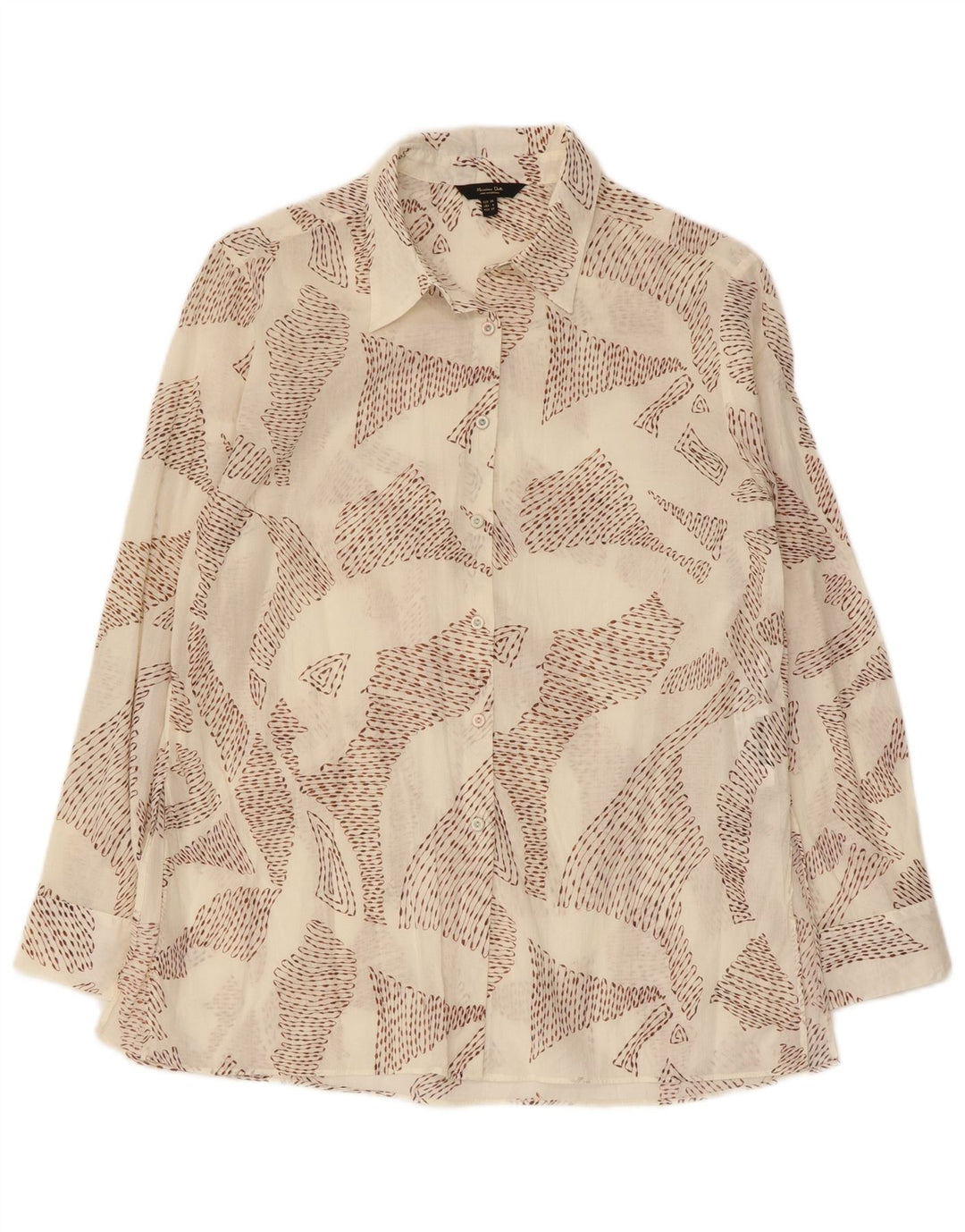 Massimo Dutti Womens Abstract Pattern Shirt EU 38 Small White Cotton