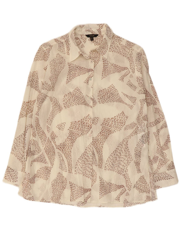Massimo Dutti Womens Abstract Pattern Shirt EU 38 Small White Cotton