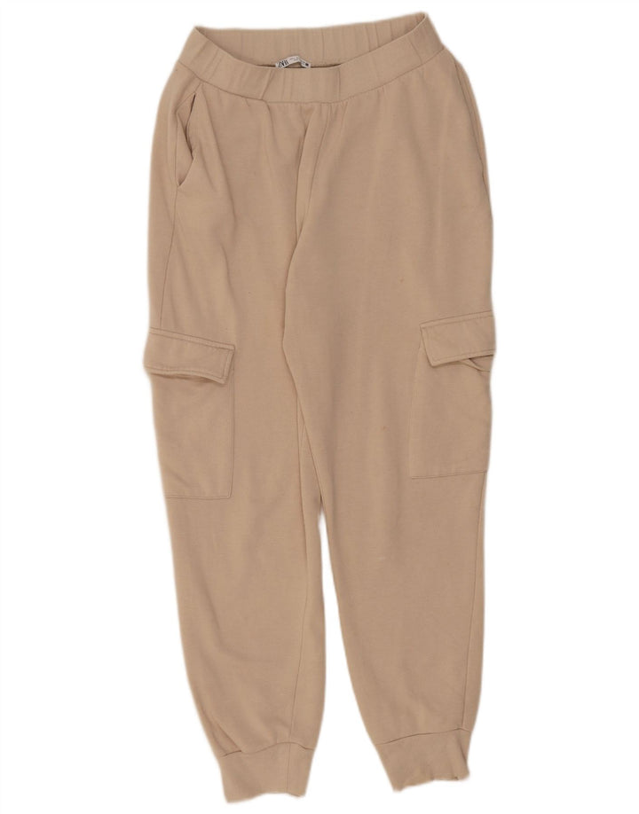 Zara Womens Cargo Tracksuit Trousers Joggers Large Beige