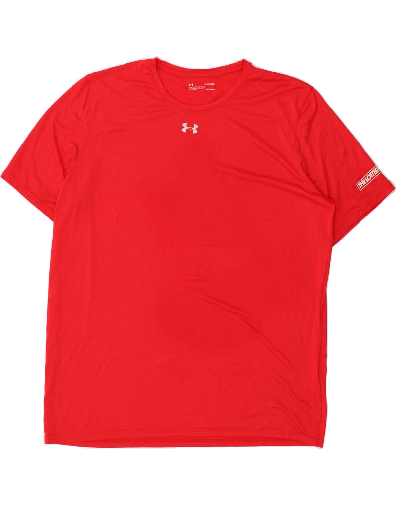 UNDER ARMOUR Mens Heat Gear T-Shirt Top XL Red Polyester | Vintage Under Armour | Thrift | Second-Hand Under Armour | Used Clothing | Messina Hembry 