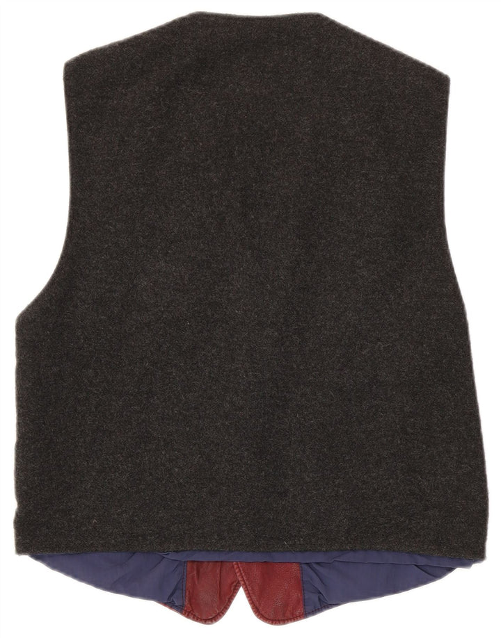 Vintage Mens Waistcoat Medium Maroon Colourblock