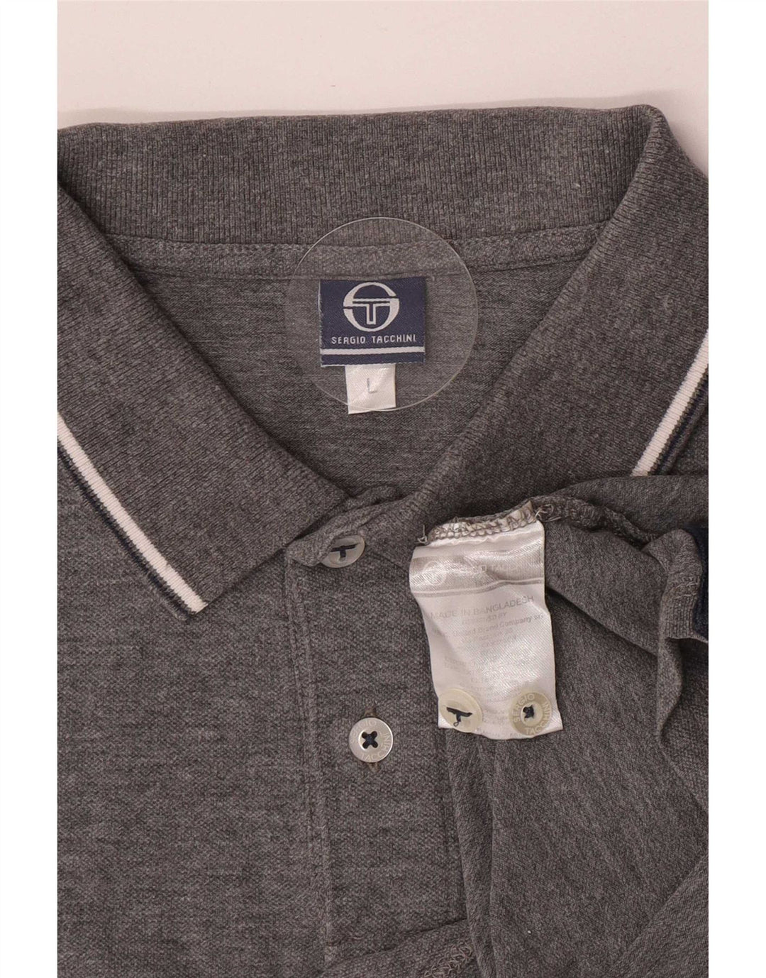 Sergio Tacchini Mens Slim Fit Polo Shirt Large Grey Cotton