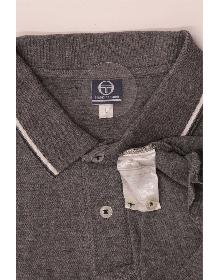 Sergio Tacchini Mens Slim Fit Polo Shirt Large Grey Cotton