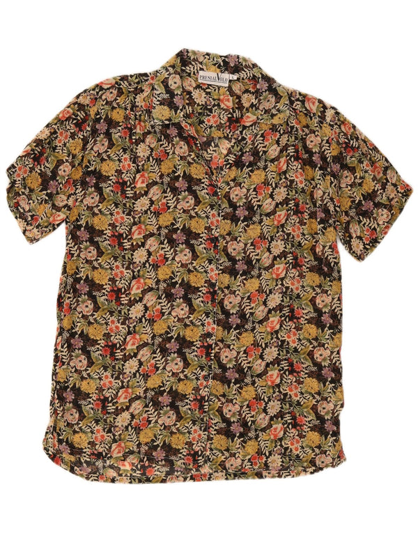 Vintage Womens Short Sleeve Shirt Blouse UK 16 Large Multicoloured Floral