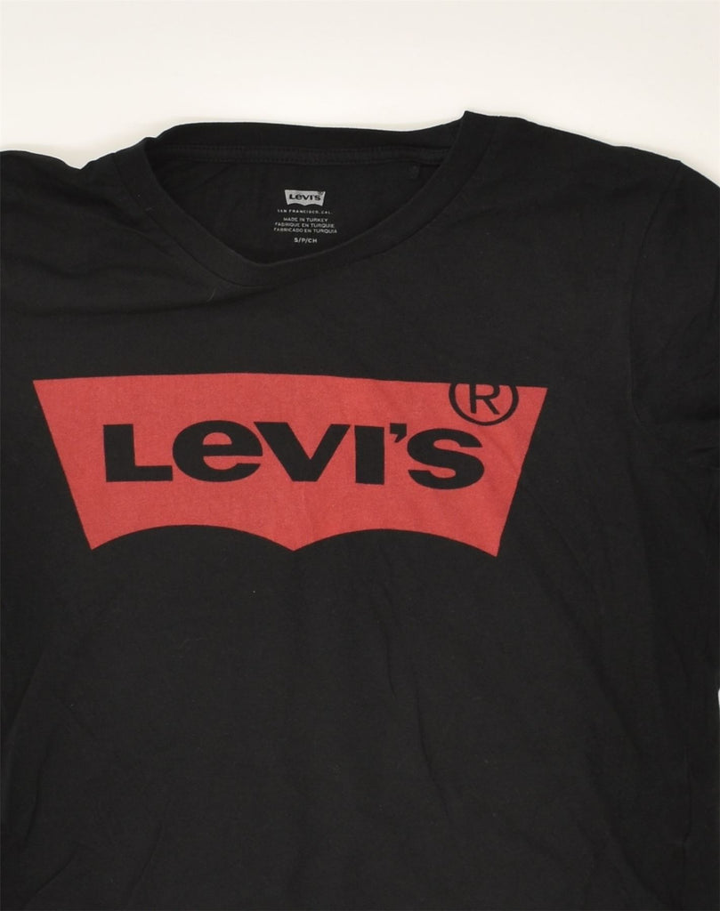 LEVI'S Womens Graphic T-Shirt Top UK 8 Small Black Cotton | Vintage Levi's | Thrift | Second-Hand Levi's | Used Clothing | Messina Hembry 