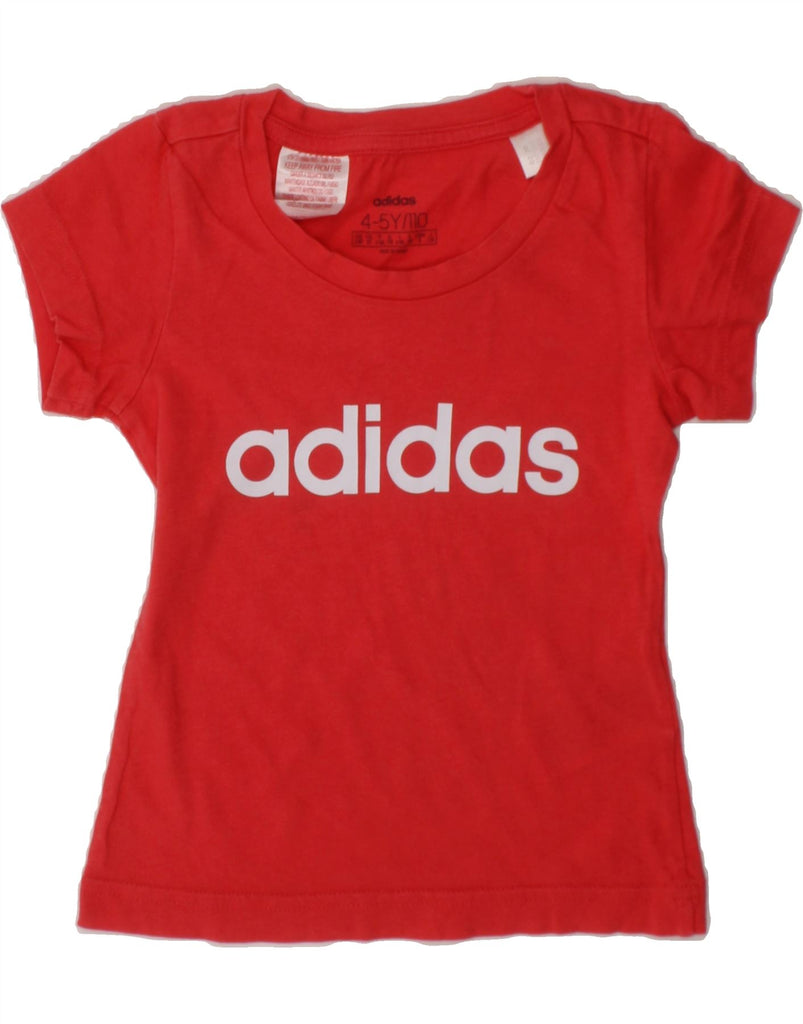 ADIDAS Girls Graphic T-Shirt Top 4-5 Years Red Cotton Vintage Adidas and Second-Hand Adidas from Messina Hembry 