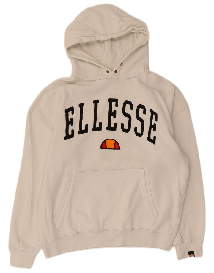 Ellesse Mens Duke Graphic Hoodie Jumper Medium White Cotton