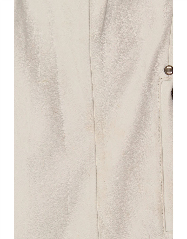 Vintage Womens Leather Jacket EU 42 Large White Leather
