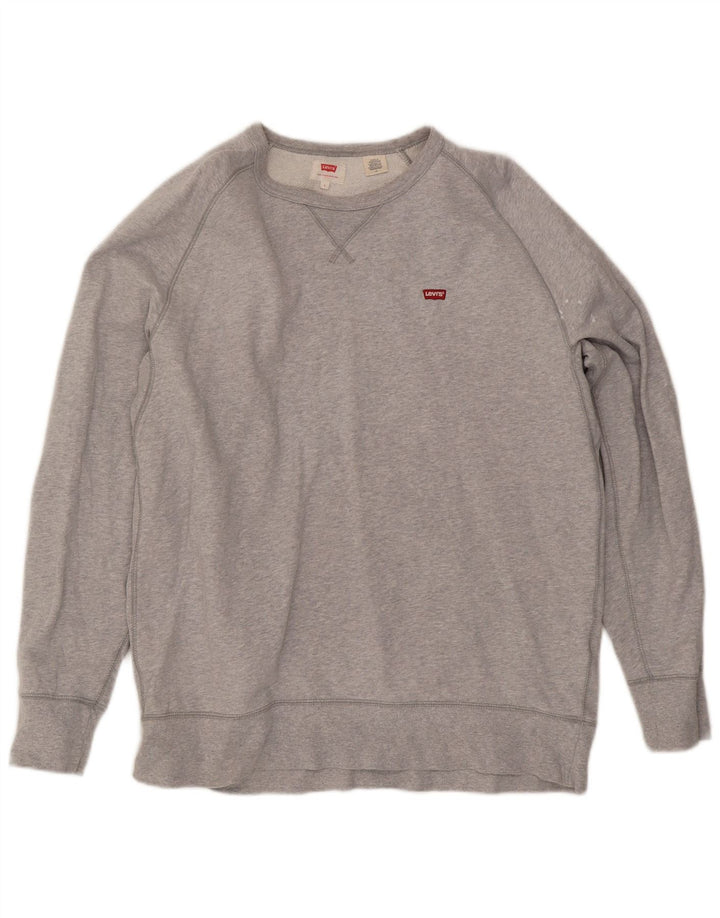 Levi's Mens Sweatshirt Jumper Large Grey Flecked Cotton