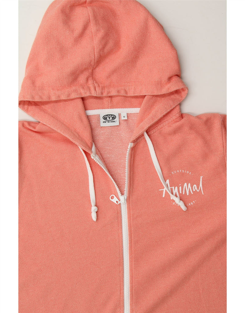 ANIMAL Womens Zip Hoodie Sweater US 12 Large Pink Cotton Vintage Animal and Second-Hand Animal from Messina Hembry 