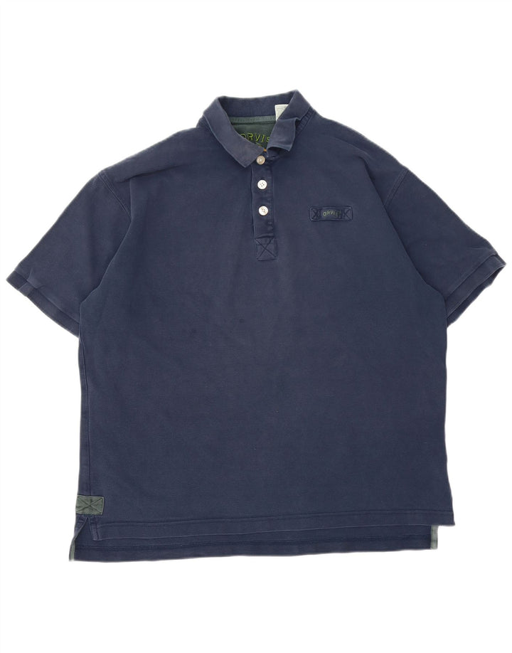 Orvis Mens Polo Shirt Large Navy Blue Cotton