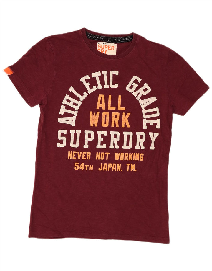 Superdry Mens Graphic T-Shirt Top Medium Burgundy Cotton