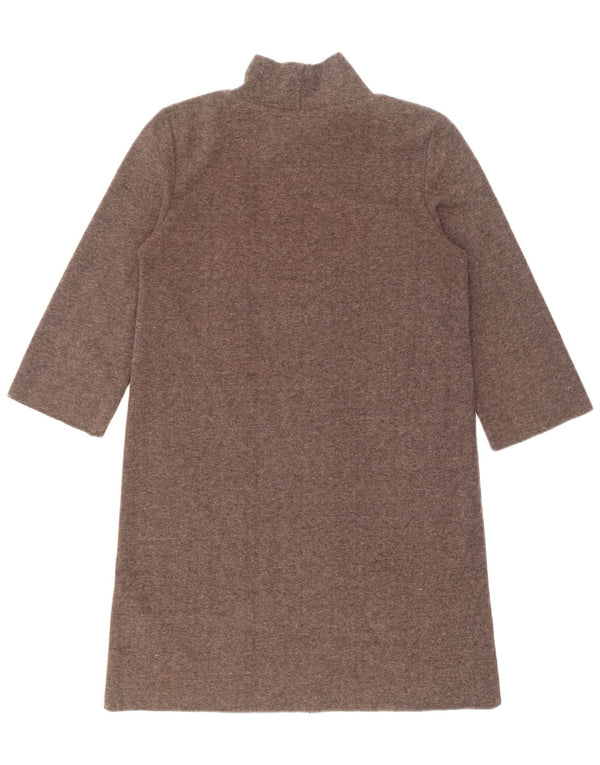 Zara Womens 3/4 Sleeve Jumper Dress UK 10 Small Brown Polyester