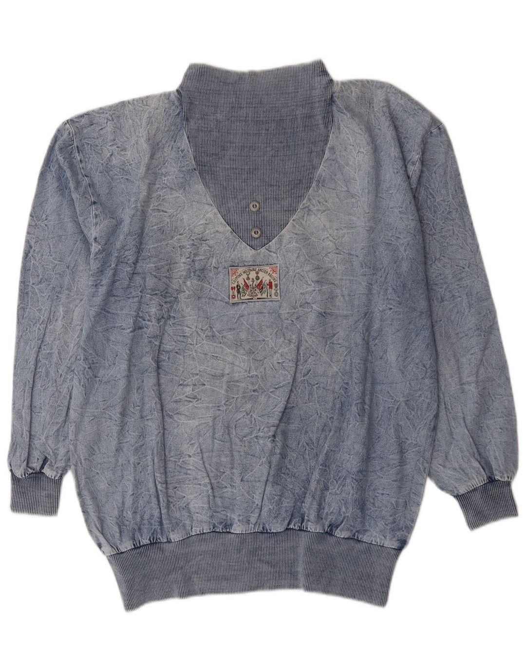 Vintage Womens Oversized Sweatshirt Jumper EU 44 XL Blue Cotton