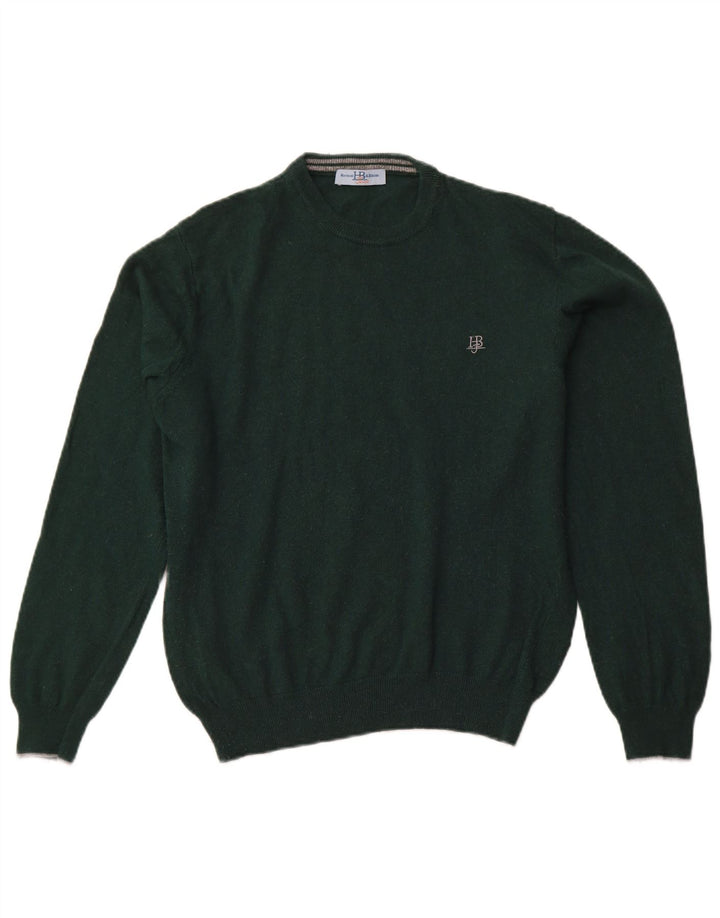 HARMONT & BLAINE Mens Crew Neck Jumper Sweater Large Green Viscose