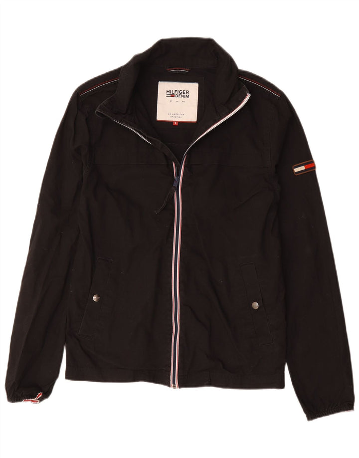 Tommy Hilfiger Mens Bomber Jacket UK 36 Small Black Cotton