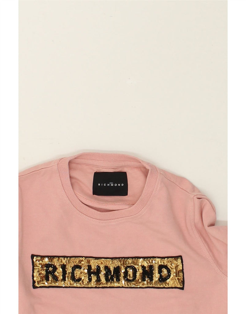 RICHMOND Girls Graphic Sweatshirt Jumper 11-12 Years Pink Cotton | Vintage Richmond | Thrift | Second-Hand Richmond | Used Clothing | Messina Hembry 