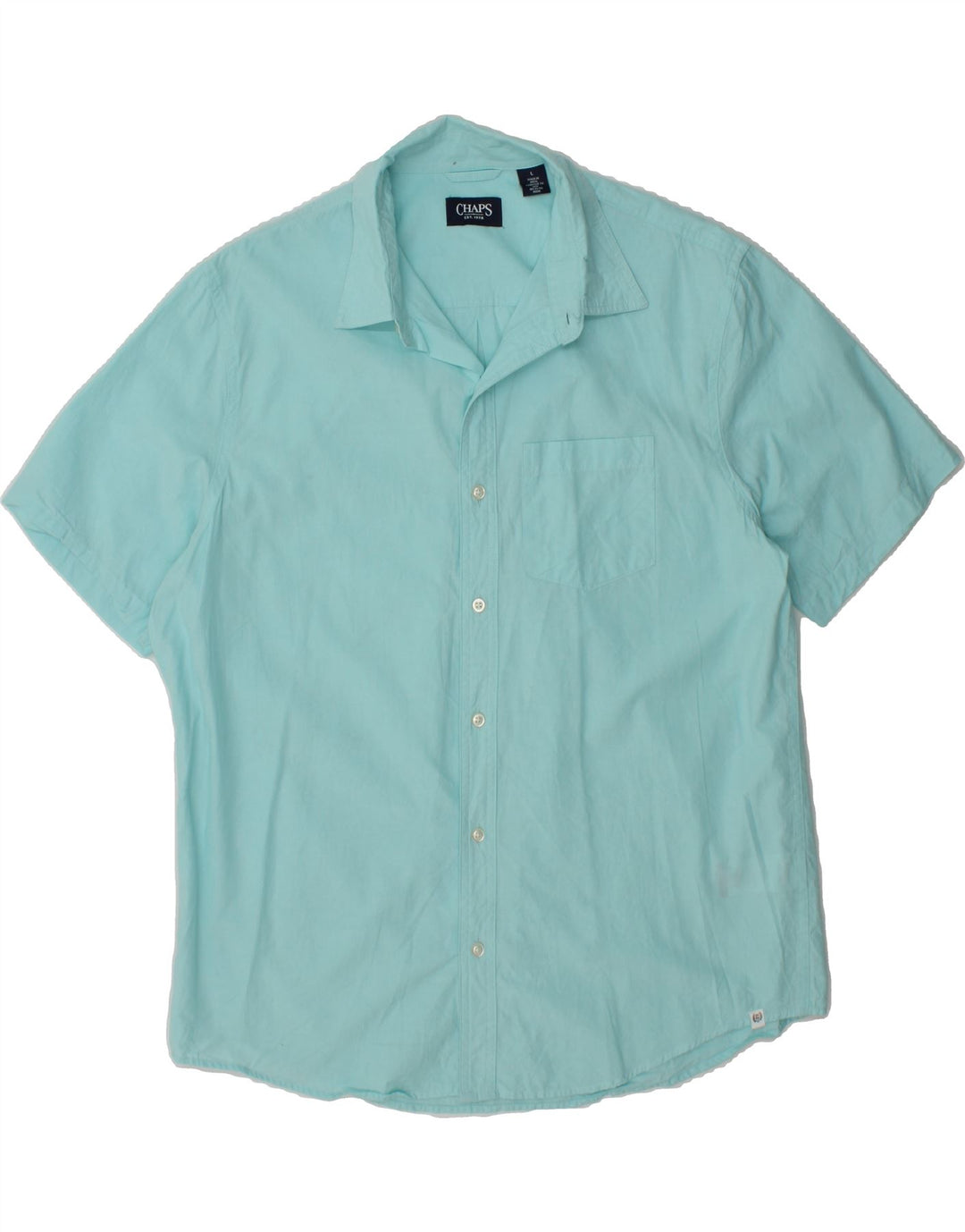 CHAPS Mens Short Sleeve Shirt Large Blue Cotton Vintage Chaps and Second-Hand Chaps from Messina Hembry 