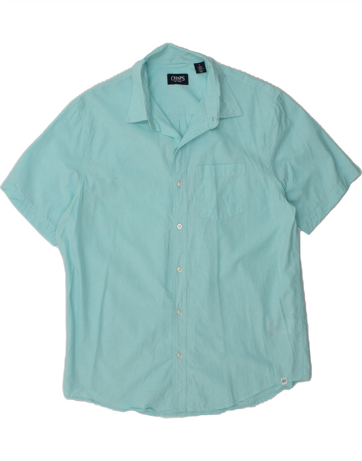 CHAPS Mens Short Sleeve Shirt Large Blue Cotton Vintage Chaps and Second-Hand Chaps from Messina Hembry 