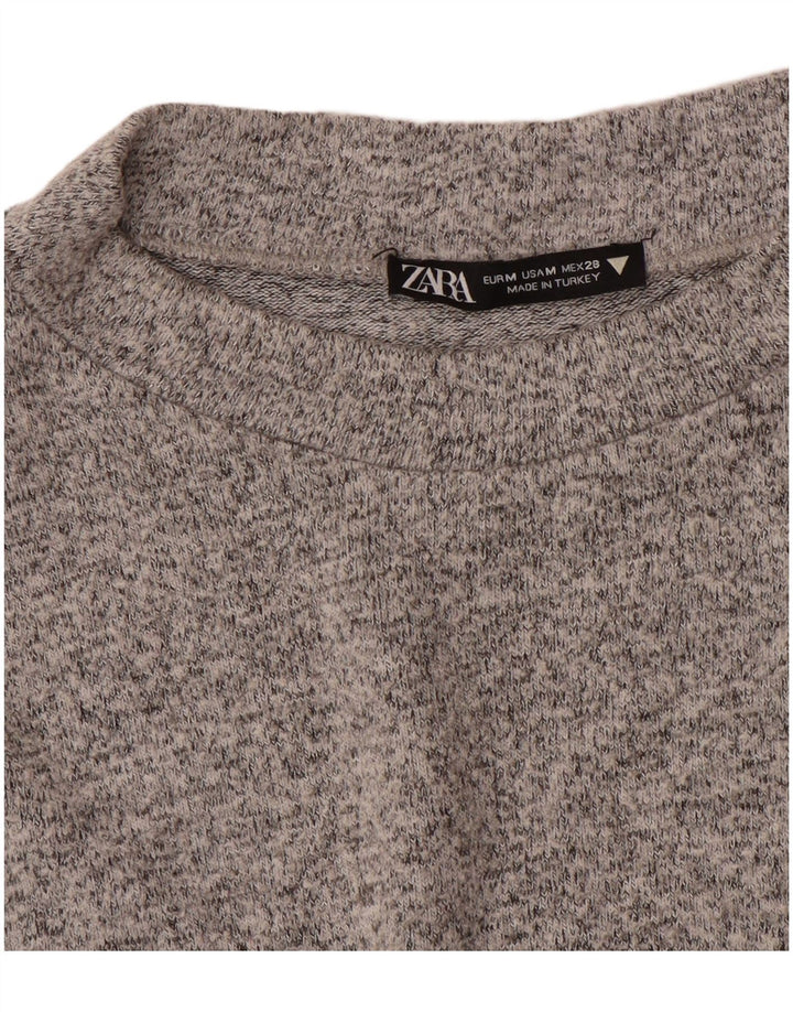 Zara Womens Crew Neck Jumper Sweater UK 12 Medium Grey