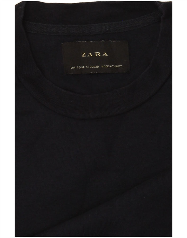 Zara Mens Sweatshirt Jumper Small Navy Blue Colourblock