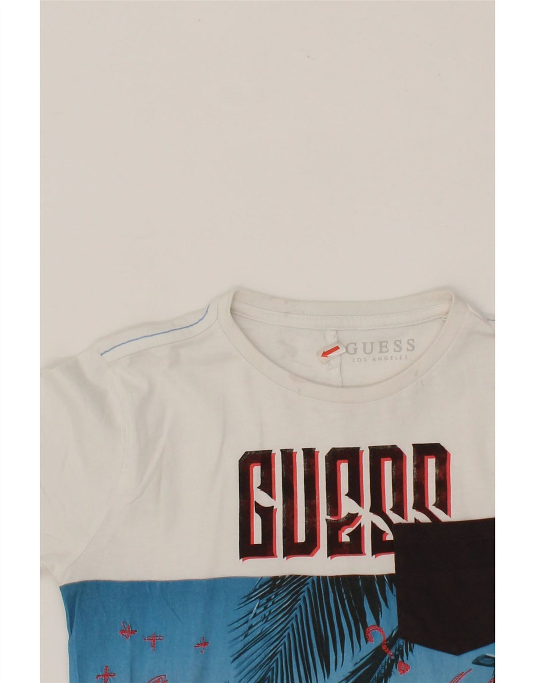 GUESS Womens Graphic T-Shirt Top UK 14 Medium White Cotton Vintage Guess and Second-Hand Guess from Messina Hembry 