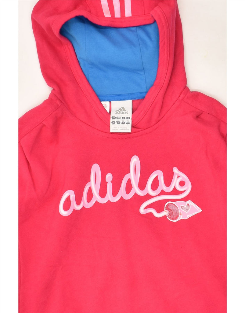 ADIDAS Girls Graphic Hoodie Jumper 7-8 Years Pink Cotton | Vintage Adidas | Thrift | Second-Hand Adidas | Used Clothing | Messina Hembry 