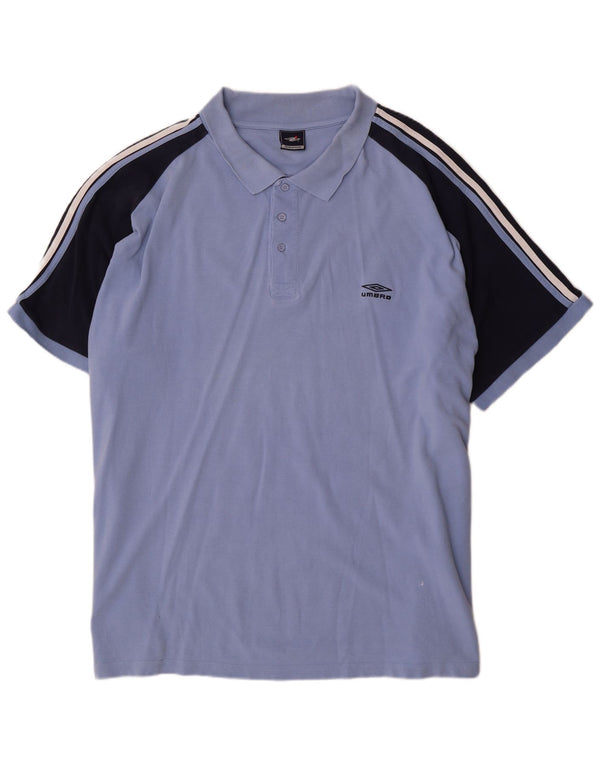 Umbro Mens Polo Shirt 4XL Blue Colourblock Cotton