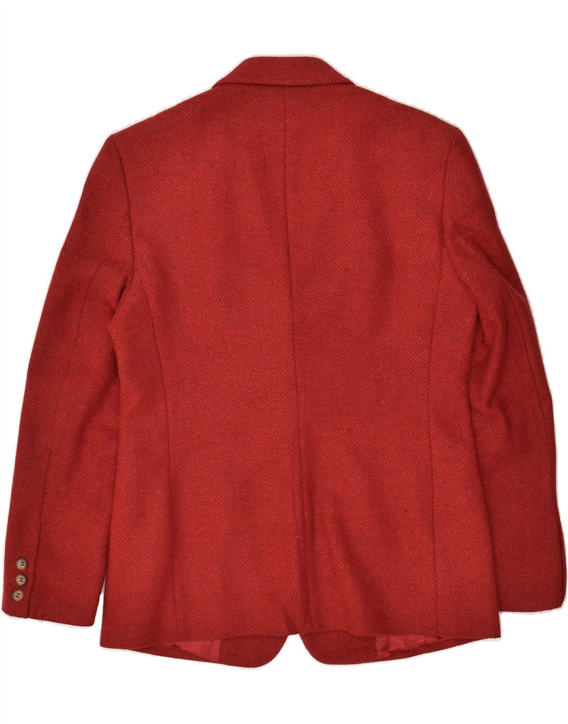 BENETTON Womens 2 Button Blazer Jacket IT 42 Medium Red Herringbone Wool | Vintage Benetton | Thrift | Second-Hand Benetton | Used Clothing | Messina Hembry 