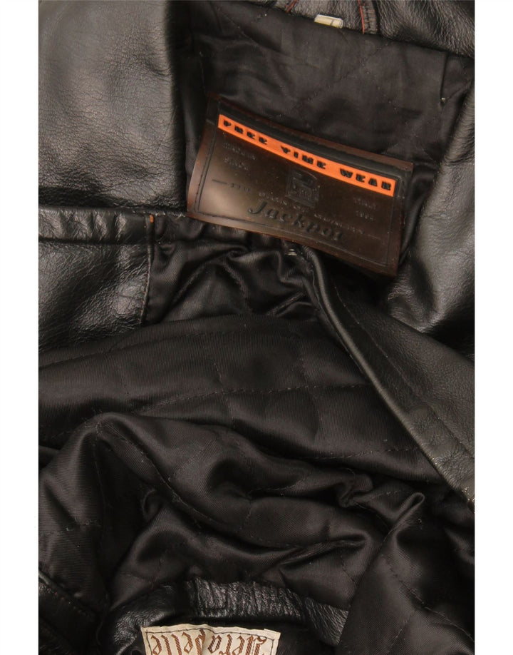 Jackpot Mens Leather Jacket UK 40 Large Black Leather