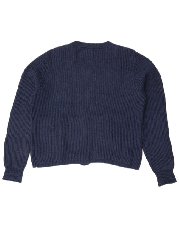 Massimo Dutti Womens Crop Oversized Cardigan Sweater UK 10 Small Navy Blue