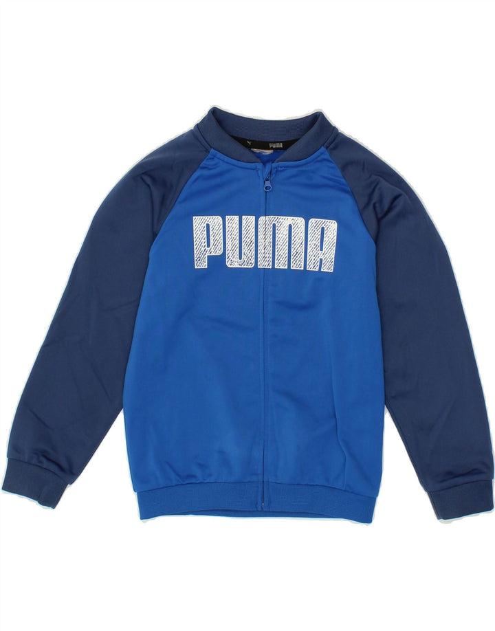PUMA Girls Graphic Tracksuit Top Jacket 3-4 Years Blue Colourblock Vintage Puma and Second-Hand Puma from Messina Hembry 