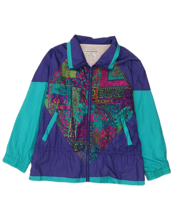 Westbound Womens Oversized Rain Jacket UK 10 Small Navy Blue Paisley Nylon