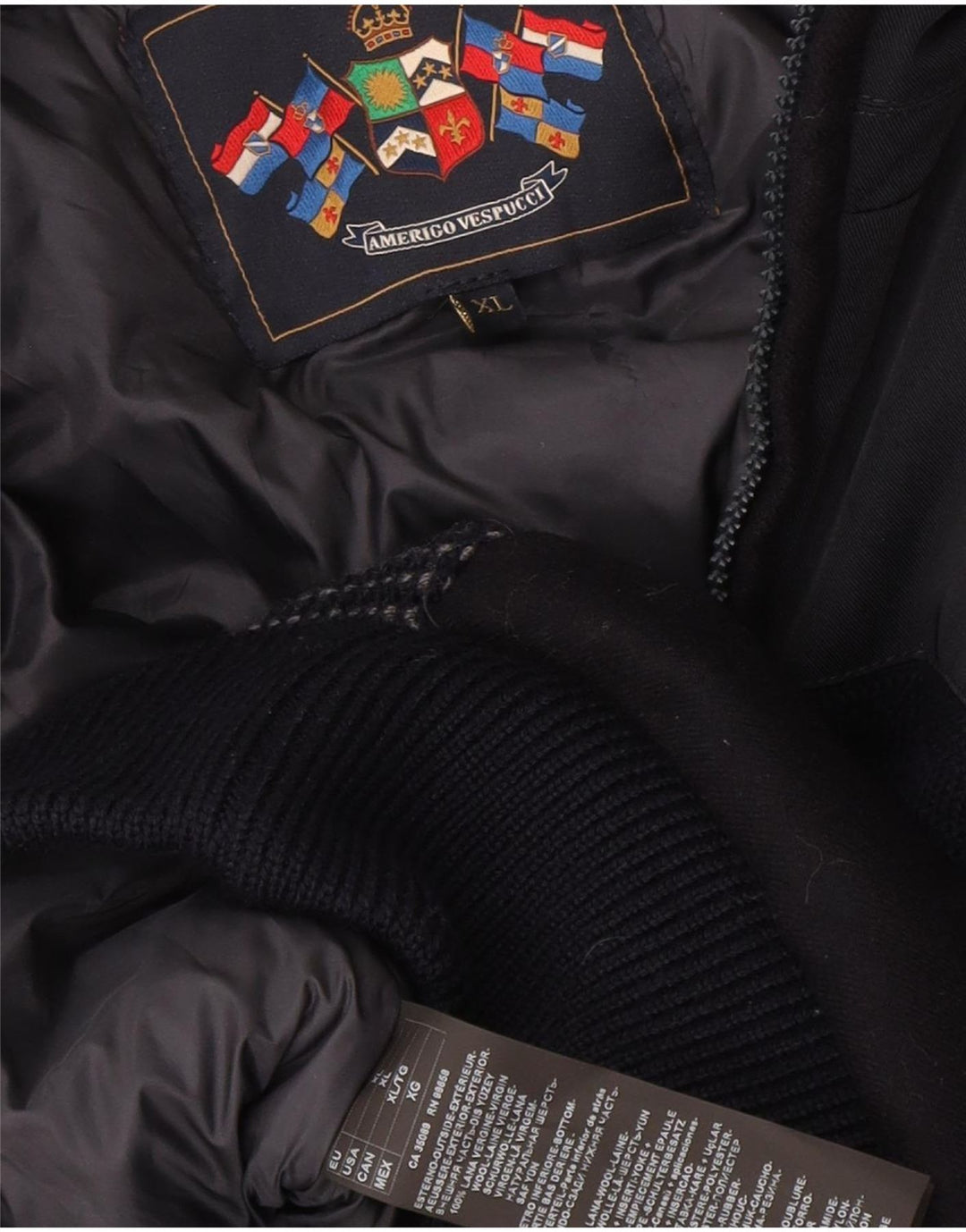 Amerigo Vespucci Mens Bomber Jacket UK 42 XL Navy Blue Polyester