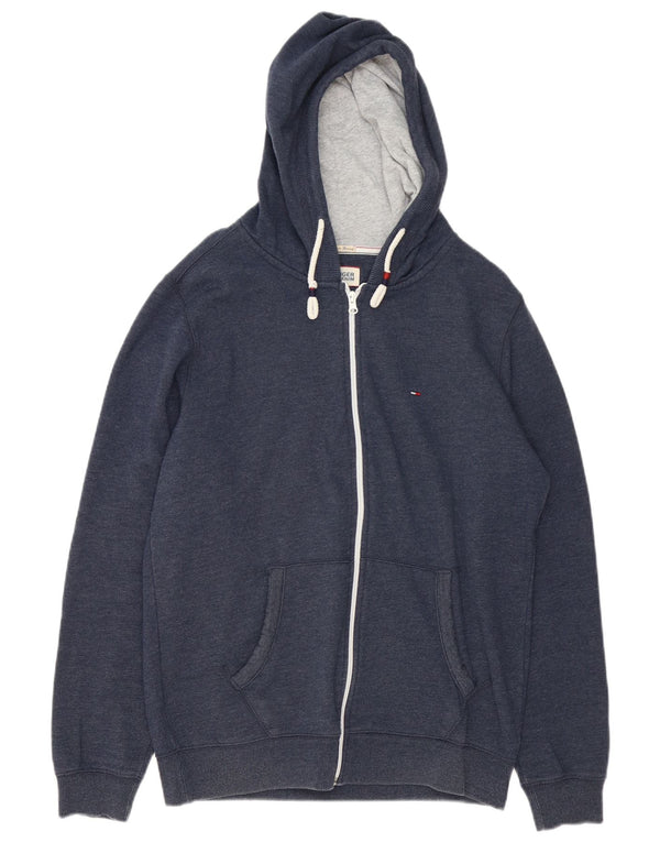 Tommy Hilfiger Mens Zip Hoodie Sweater Large Navy Blue Cotton