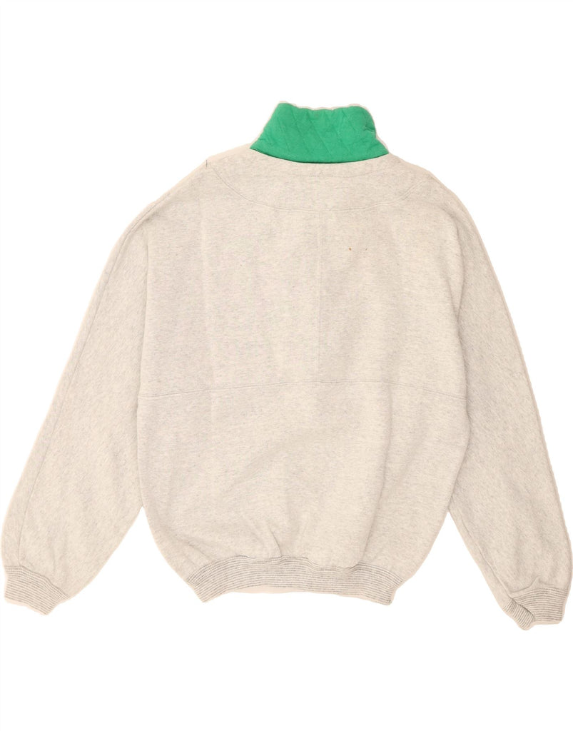 LOTTO Mens Graphic Zip Neck Sweatshirt Jumper IT 46 Small Grey Colourblock Vintage Lotto and Second-Hand Lotto from Messina Hembry 